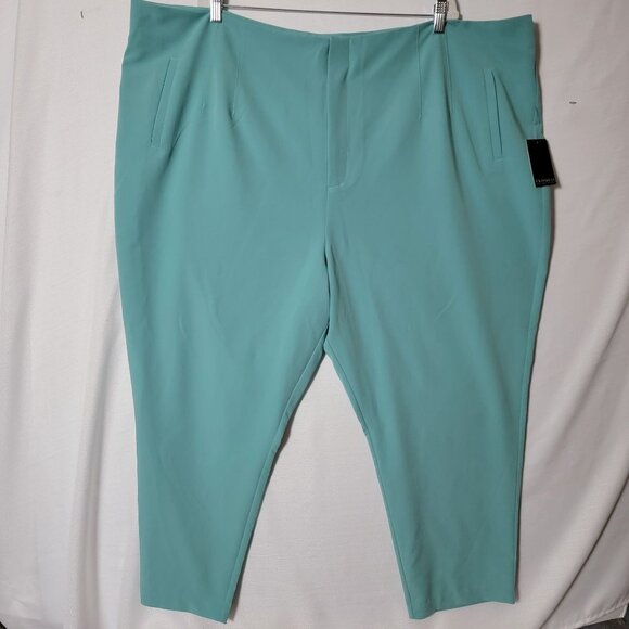 ELOQUII Womens Dress Pants Sz 28 Front Side Pockets Flat Front Light Aqua NWT - Picture 1 of 11